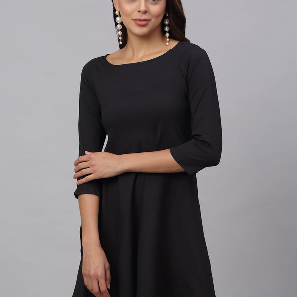 Jainish Women's Black A-Line Dress - Distacart