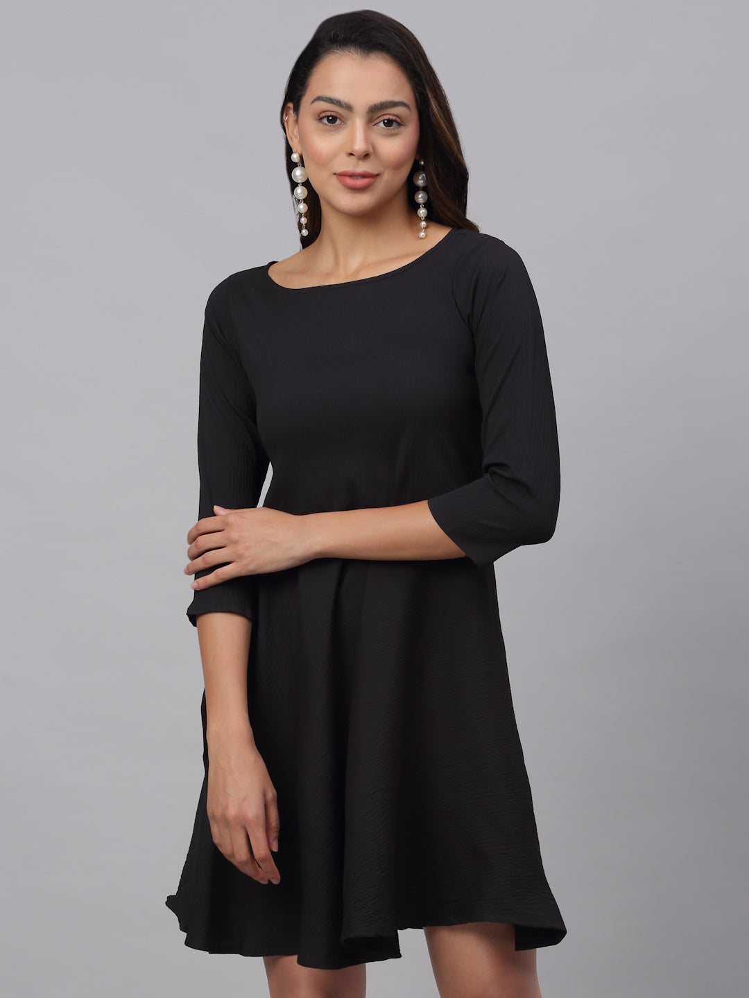 Jainish Women's Black A-Line Dress - Distacart