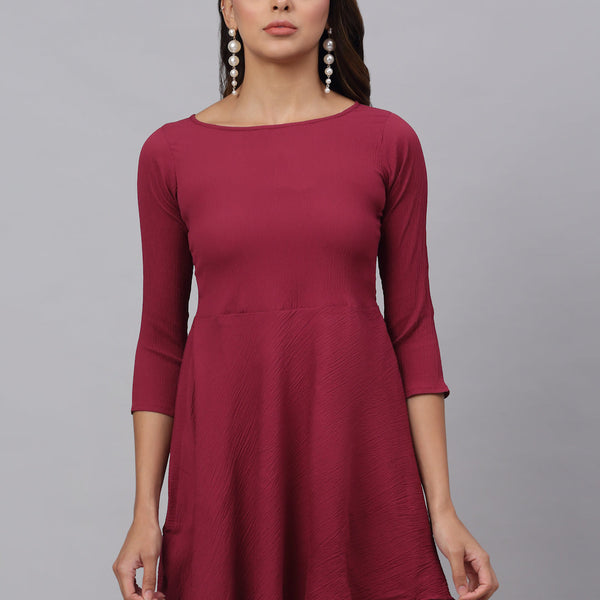 Jainish Women's Maroon A-Line Dress - Distacart