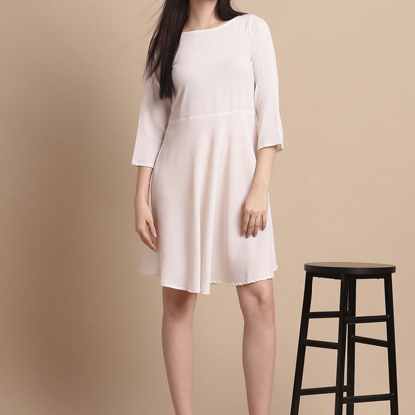 Jainish Women's White Solid A-Line Dress - Distacart