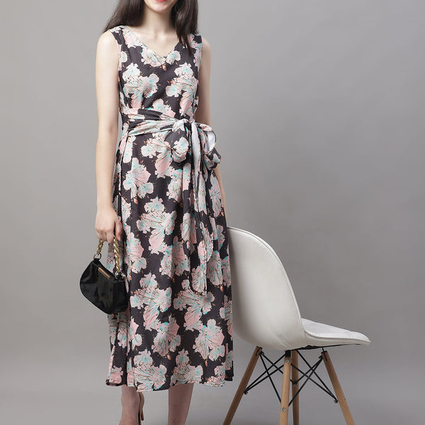 Jainish Women's Black Printed A-Line Dresses - Distacart