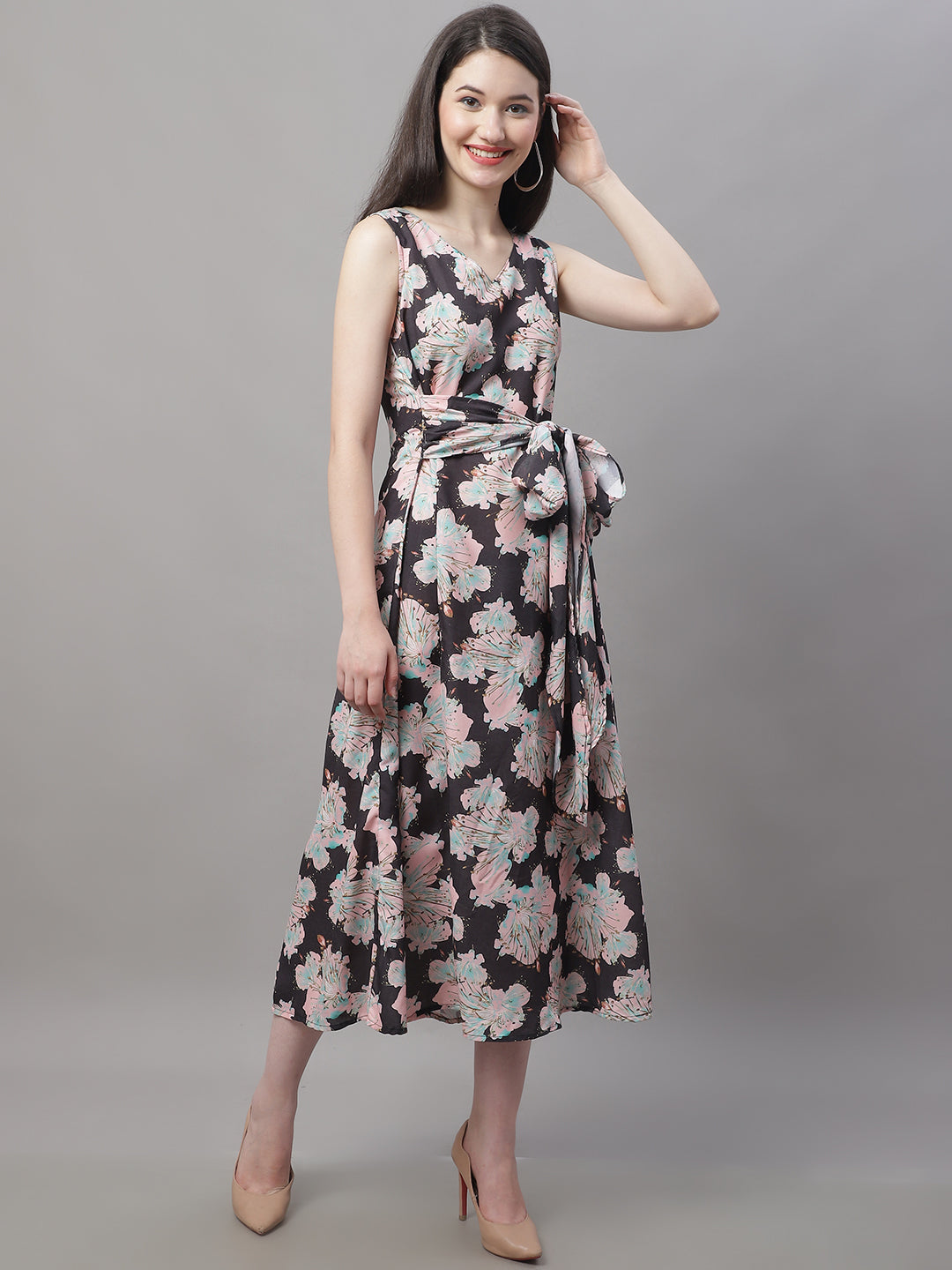 Jainish Women's Black Printed A-Line Dresses - Distacart