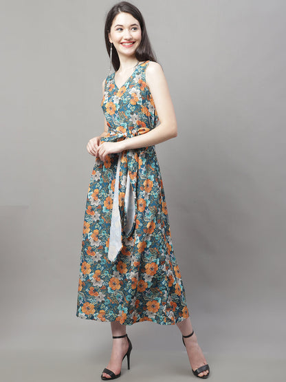 Jainish Women's Teal Blue Printed A-Line Dresses - Distacart