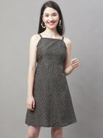 Thumbnail for Jainish Women's Grey Floral Printed A-Line Dresses - Distacart