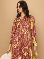 Thumbnail for Floral Printed A-Line Dress For Women (Brown) - Rasiya