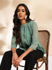 Janasya Sage Dobby Chiffon Woven Design Regular Top - Distacart