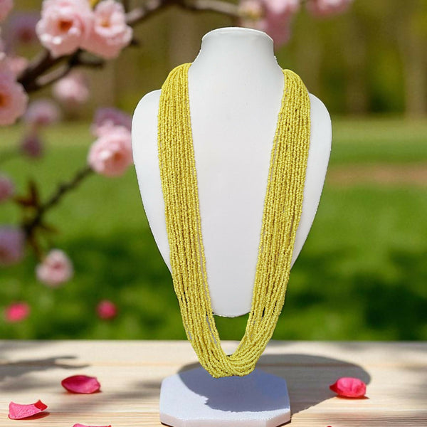 Inhanns Rangsaaz 20-Layer Luxe Long Beaded Only Necklace - Lemon Yellow Only Necklace - Distacart