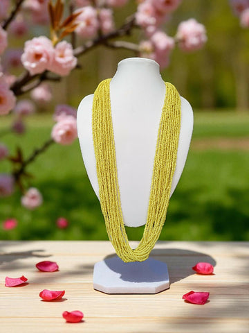 Inhanns Rangsaaz 20-Layer Luxe Long Beaded Only Necklace - Lemon Yellow Only Necklace - Distacart