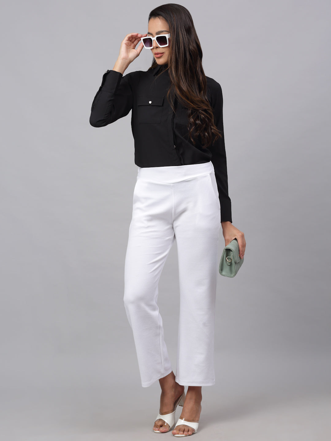 Jainish Women's Black Solid Shirt - Black - Distacart