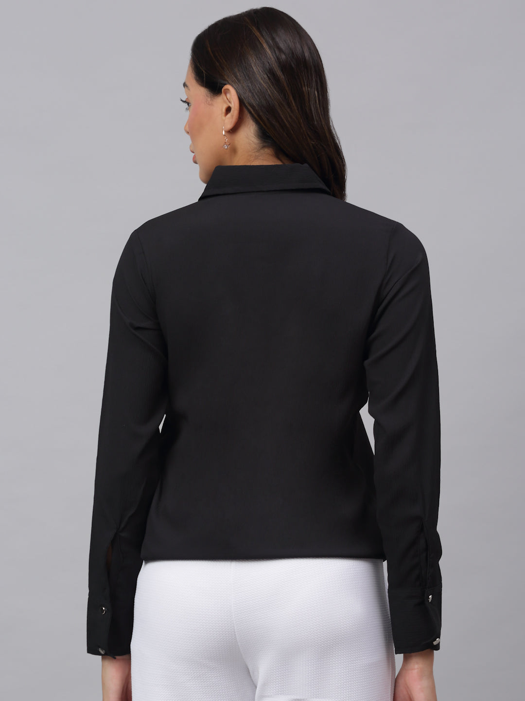 Jainish Women's Black Solid Shirt - Black - Distacart