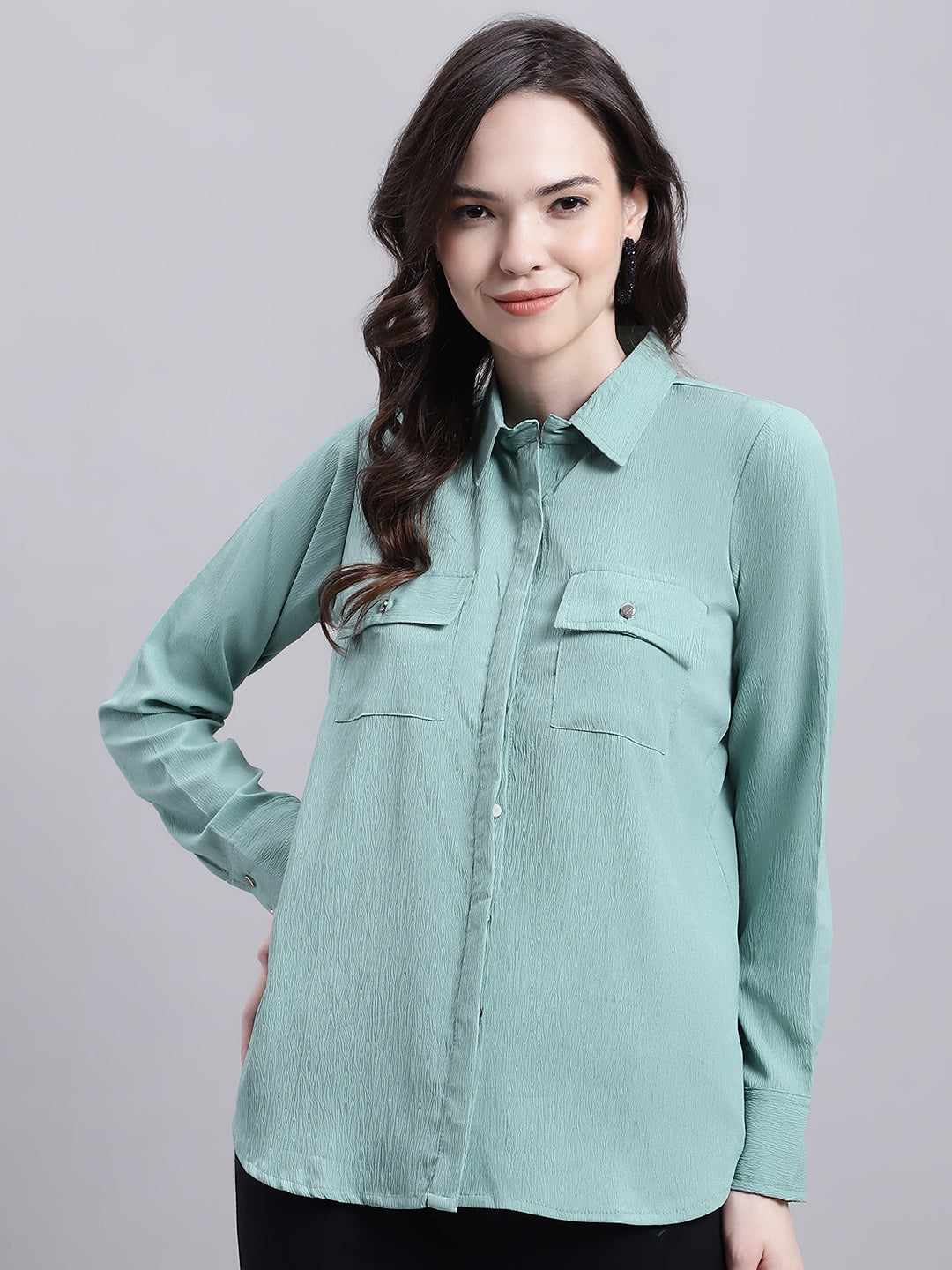 Jainish Women's Green Solid Shirt - Distacart