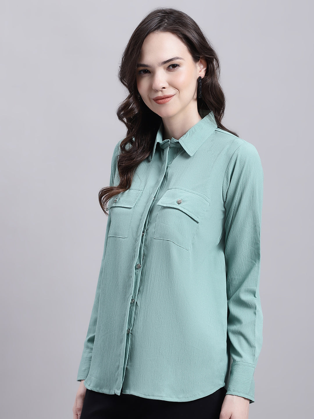 Jainish Women's Green Solid Shirt - Distacart