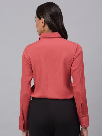 Jainish Women's Peach Solid Shirt - Peach - Distacart