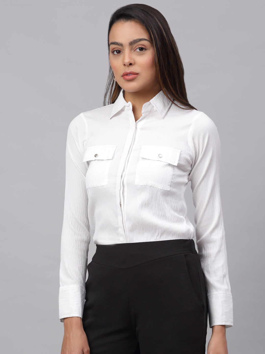 Jainish Women's White Solid Shirt - White - Distacart