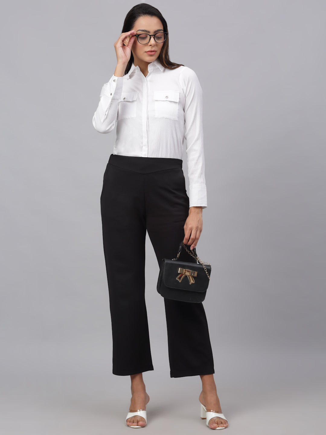 Jainish Women's White Solid Shirt - White - Distacart