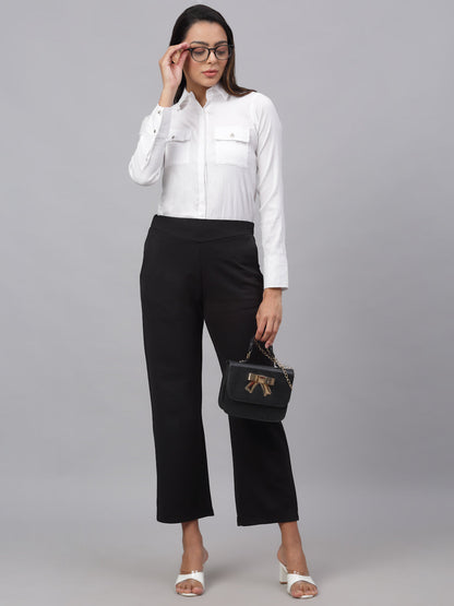 Jainish Women's White Solid Shirt - White - Distacart
