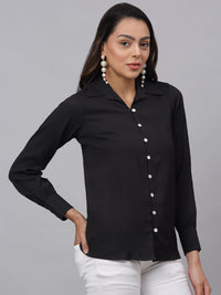 Thumbnail for Jainish Women's Black Solid Shirt - Black - Distacart