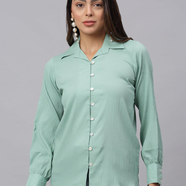 Jainish Women's Green Solid Shirt - Green - Distacart