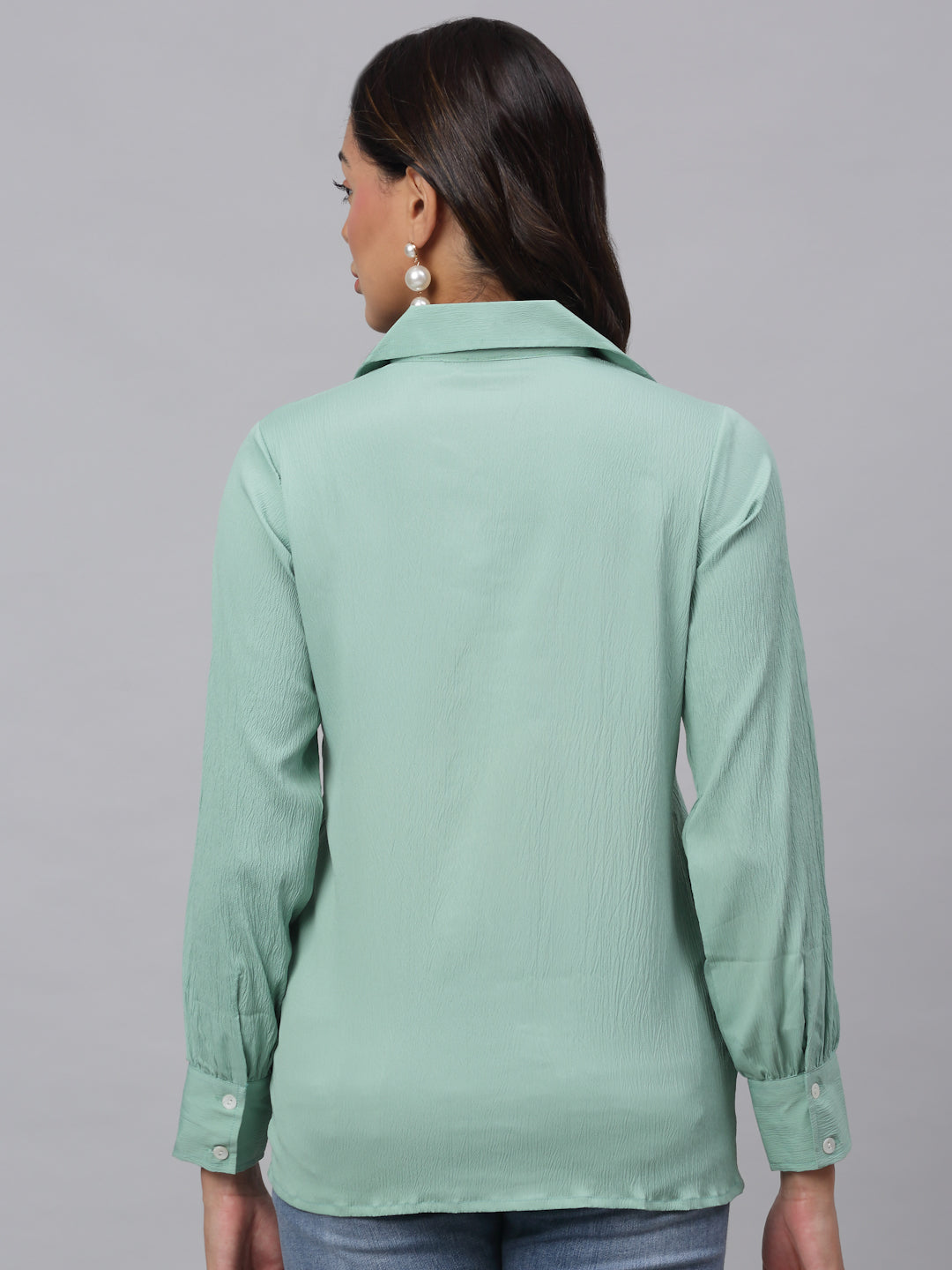 Jainish Women's Green Solid Shirt - Green - Distacart