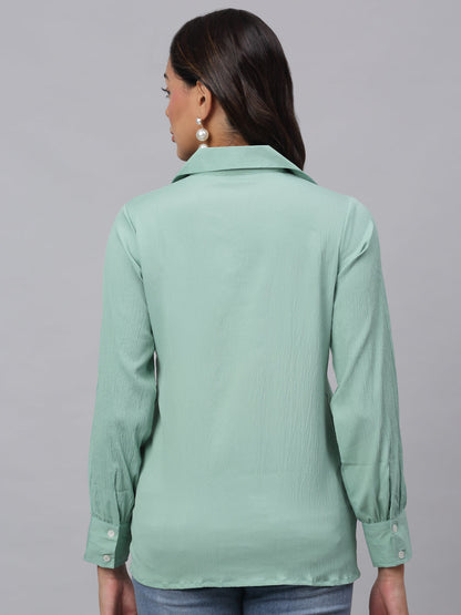 Jainish Women's Green Solid Shirt - Green - Distacart