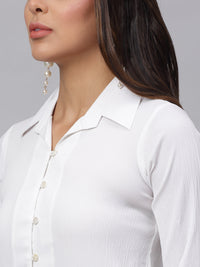 Thumbnail for Jainish Women's White Solid Shirt - White - Distacart