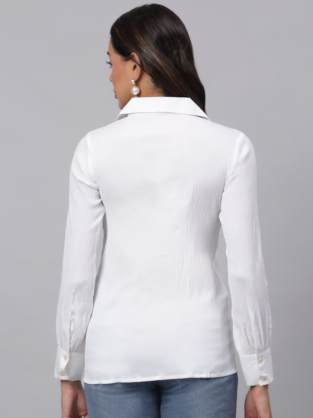 Jainish Women's White Solid Shirt - White - Distacart