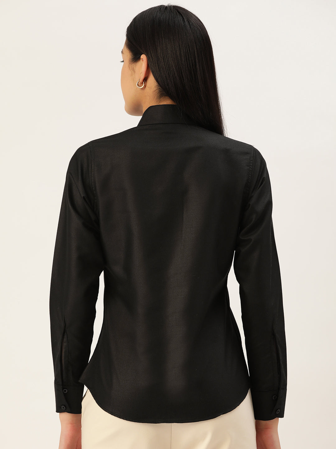 Jainish Women's Black Solid Shirt Style Top - Distacart