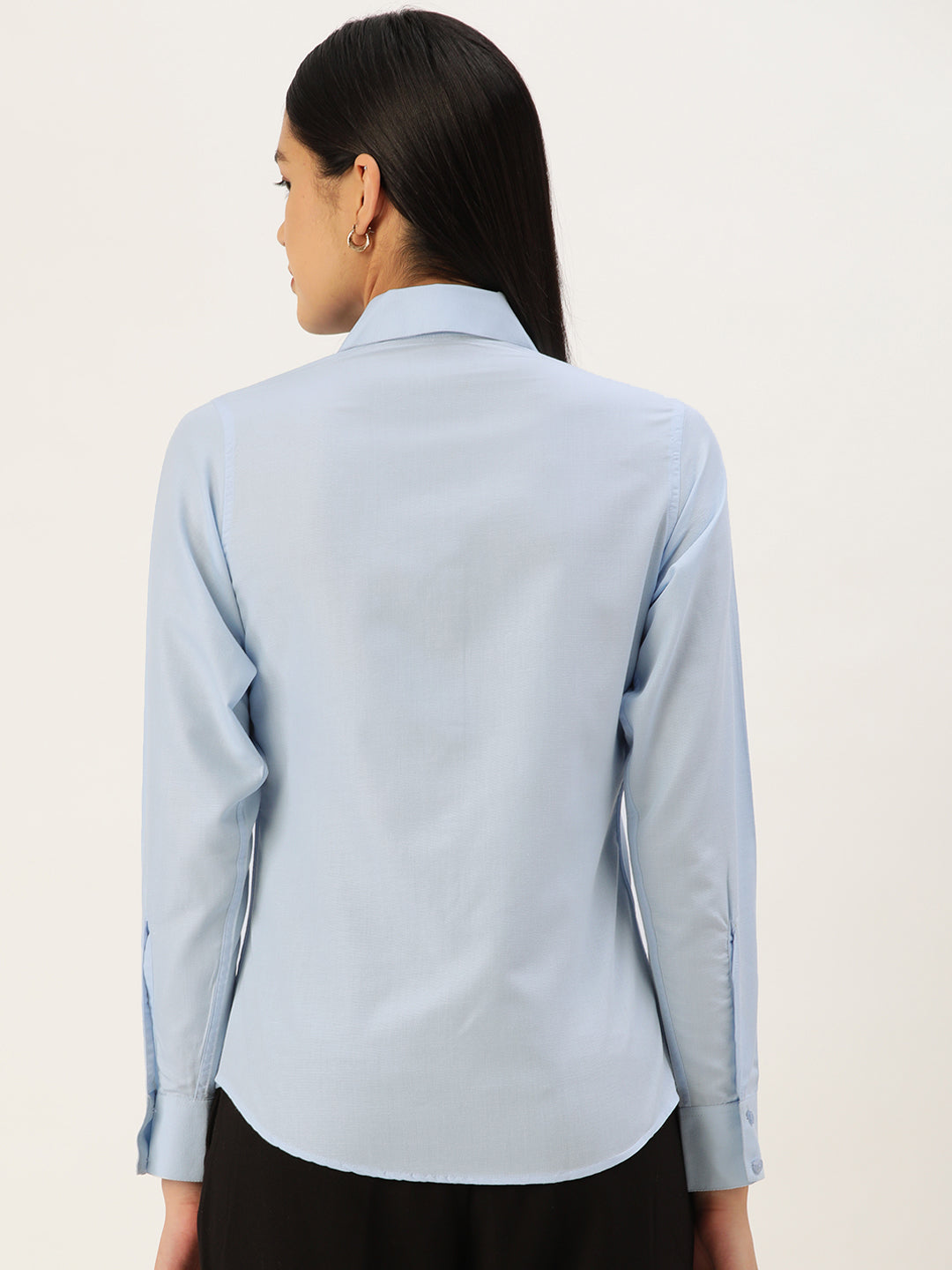 Jainish Women's Blue Solid Shirt Style Top - Distacart