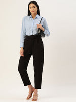 Thumbnail for Jainish Women's Blue Solid Shirt Style Top - Distacart