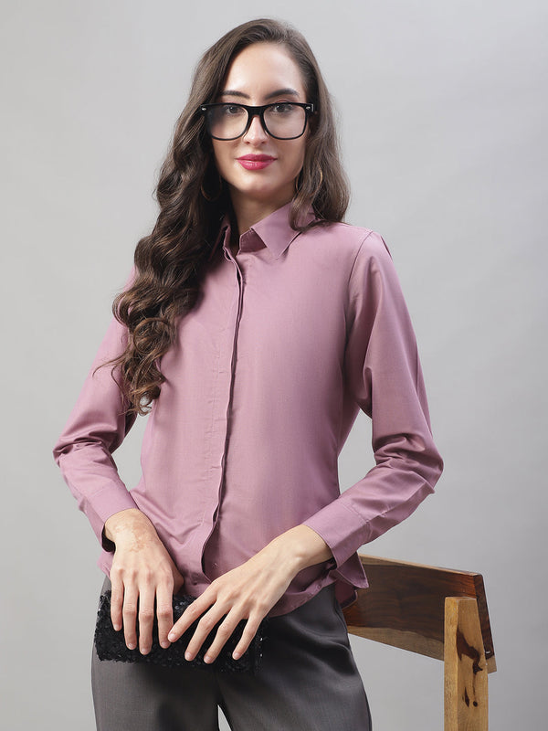 Jainish Women's Magenta Pink Solid Shirt Style Top - Distacart