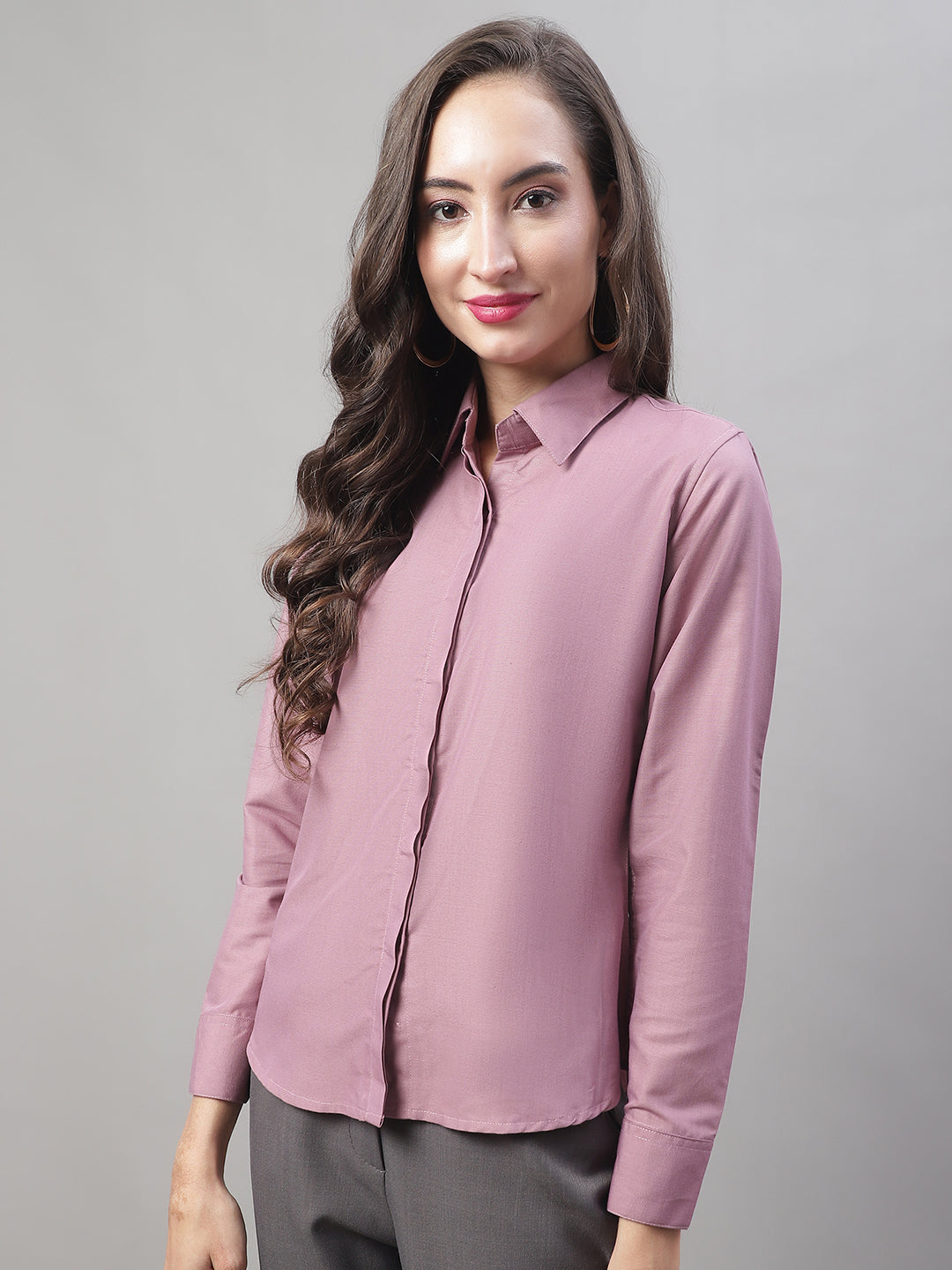 Jainish Women's Magenta Pink Solid Shirt Style Top - Distacart