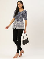 Thumbnail for Jainish Women's Chikankari Sequen Work Empire Top - Navy Blue - Distacart