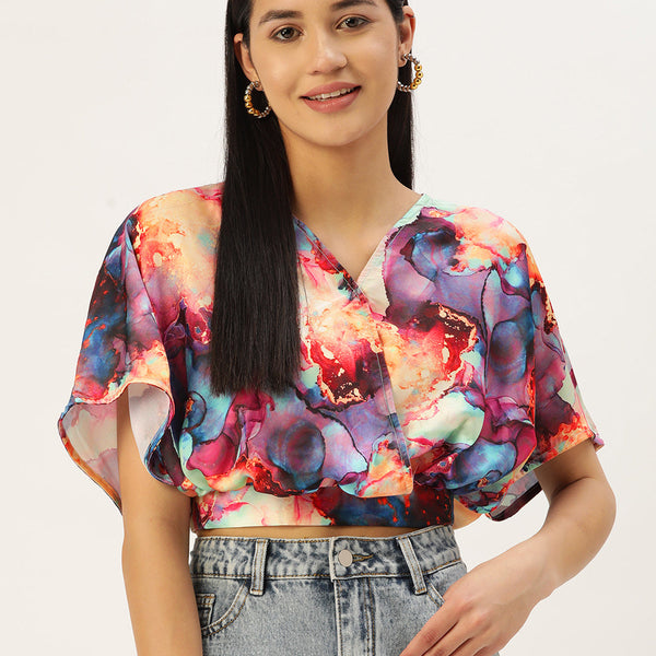 Jainish Women's Tendy Printed Wrapped Top - Pink - Distacart