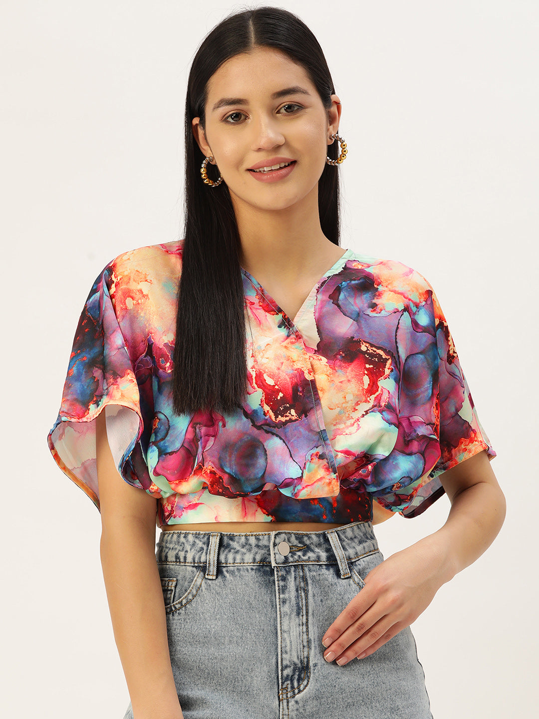 Jainish Women's Tendy Printed Wrapped Top - Pink - Distacart