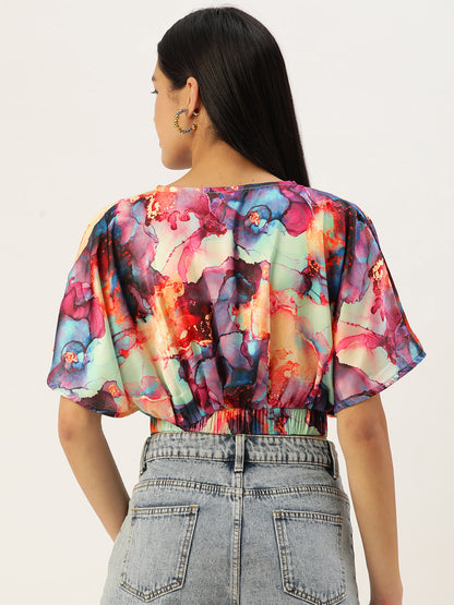 Jainish Women's Tendy Printed Wrapped Top - Pink - Distacart