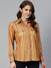 Jainish Women's Striped Double Pocket Shirt Style Top - Lime - Distacart