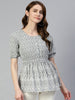 Jainish Women's Chikankari Work Empire Top - Grey - Distacart