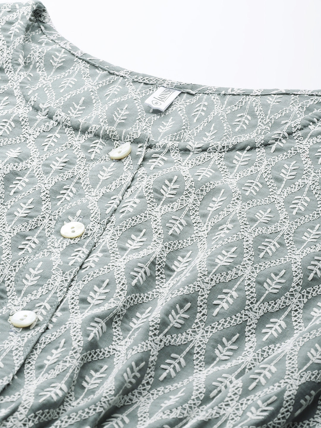 Jainish Women's Chikankari Work Empire Top - Grey - Distacart