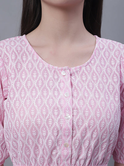 Jainish Women's WoChikankari Work Empire Top - Pink - Distacart