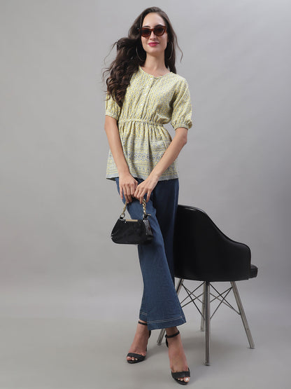Jainish Women's WoChikankari Work Empire Top - Lemon - Distacart