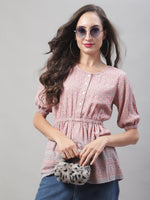Thumbnail for Jainish Women's WoChikankari Work Empire Top - Peach - Distacart