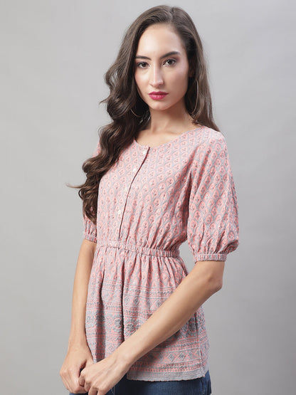 Jainish Women's WoChikankari Work Empire Top - Peach - Distacart