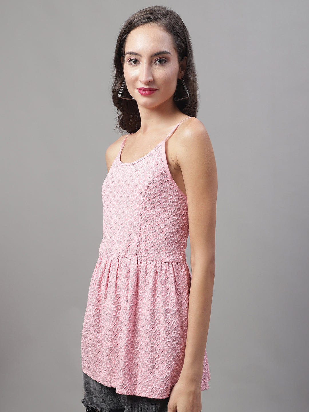 Jainish Women's WoChikankari Sequen Work Empire Top - Pink - Distacart