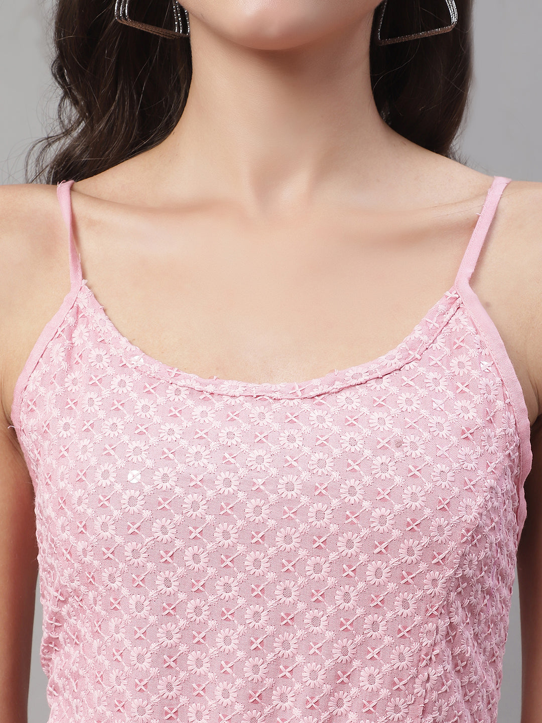 Jainish Women's WoChikankari Sequen Work Empire Top - Pink - Distacart