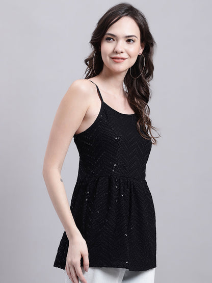 Jainish Women's WoBlack Chikankari Sequen Work Empire Top - Distacart