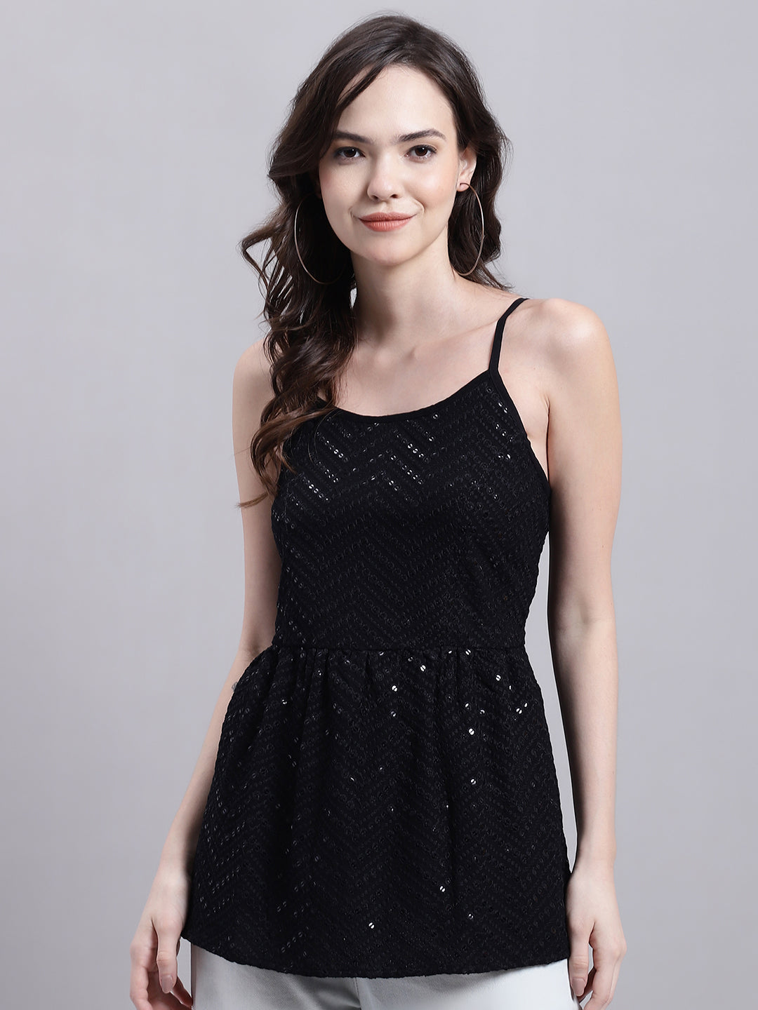 Jainish Women's WoBlack Chikankari Sequen Work Empire Top - Distacart