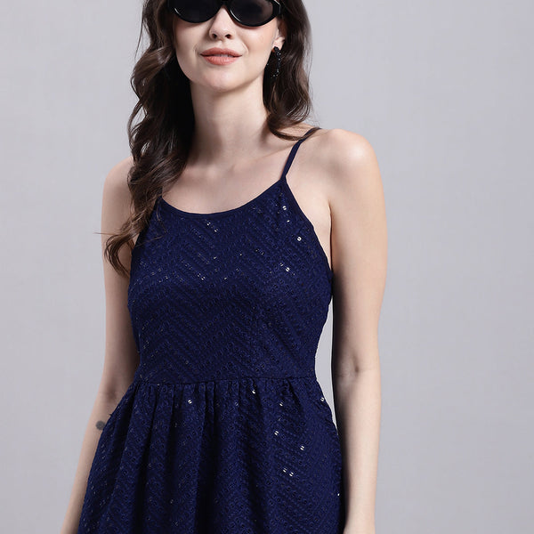 Jainish Women's WoNavy Blue Chikankari Sequen Work Empire Top - Distacart