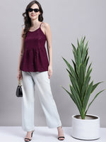 Thumbnail for Jainish Women's WoPurple Chikankari Sequen Work Empire Top - Distacart