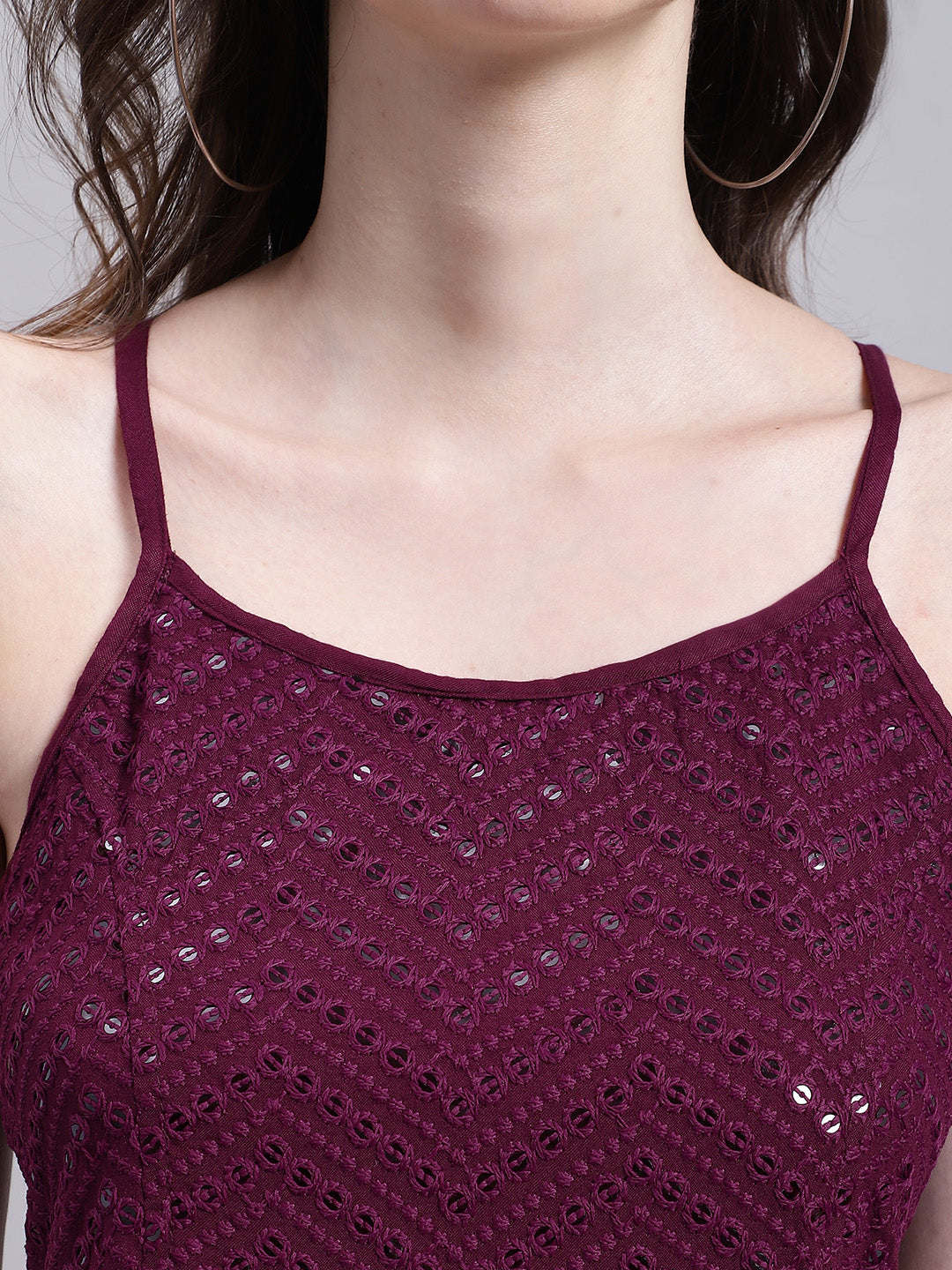 Jainish Women's WoPurple Chikankari Sequen Work Empire Top - Distacart