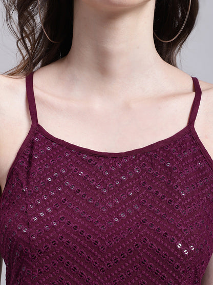 Jainish Women's WoPurple Chikankari Sequen Work Empire Top - Distacart